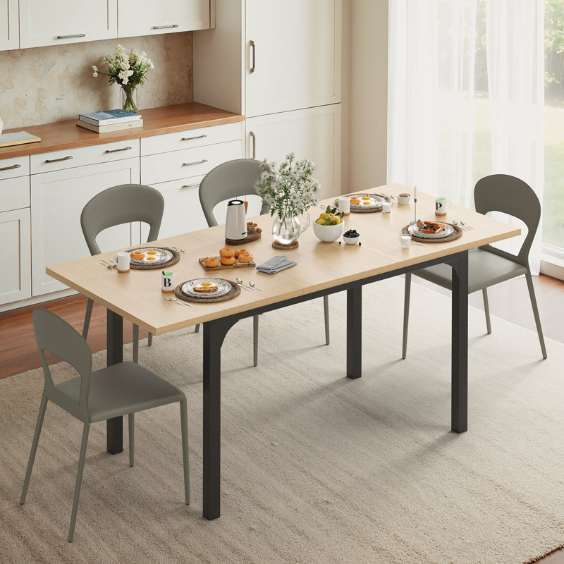 Table de salle à manger extensible 47,2 à 63 po pour 4 à 8 personnes, Bois naturel