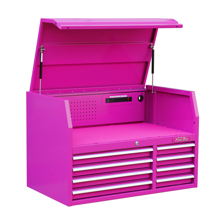 The Original Pink Box 26-Inch 3-Drawer Steel Top Chest With Lid, Pink