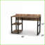 Bureaux, 58 po d'écriture industrielle & amp; Bureau d'ordinateur avec 2 tablettes, structure en métal noir Plateau en chêne pour bureau personnel | Noir | Bois massif