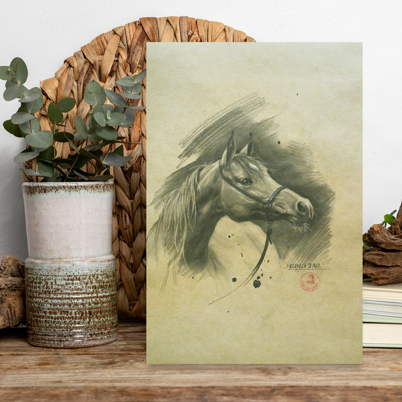 «Spiried Horse Portrait», art mural rétro élégant et classique, 18" H x 12" W