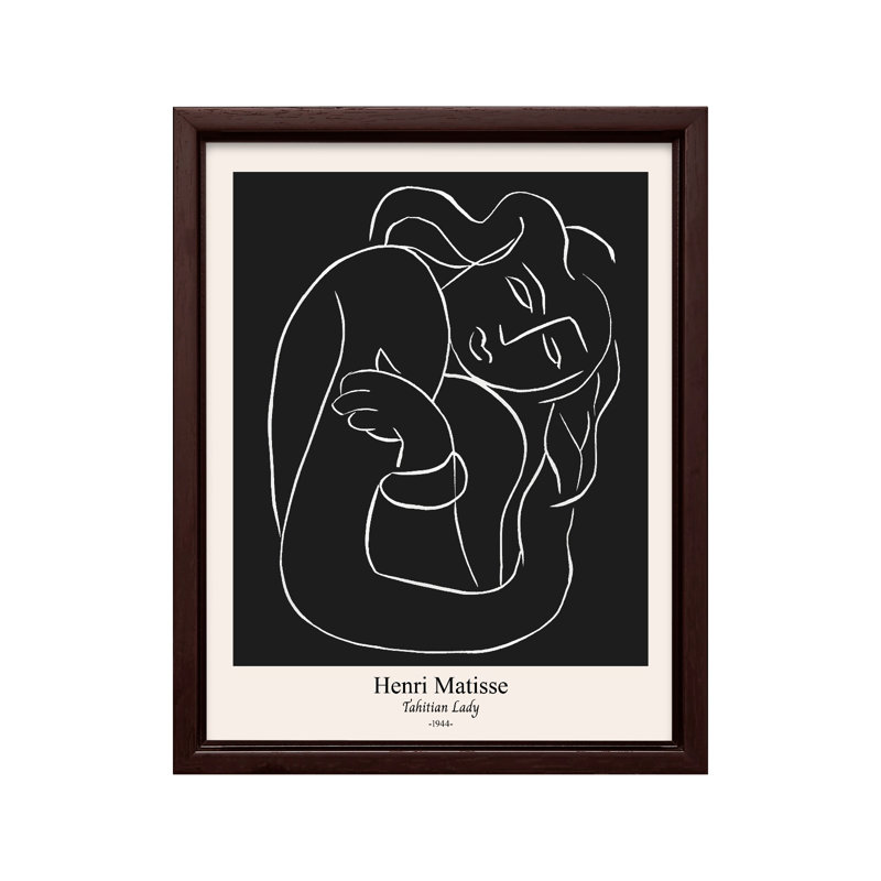 Henri Matisse - Dame de Tahiti, Canvas, Brown Framed, 11"H x 14"W