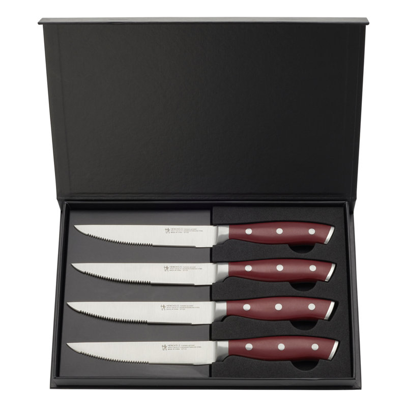 Forged Accent Red Stainless Steel Steak Knife Set of 4