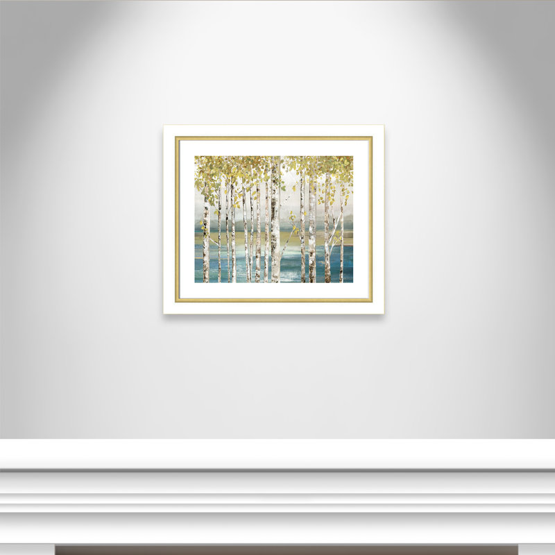 «Gereld Down by the River», reproduction de peinture acrylique encadrée, H 23,75 po x l 27,75 po x P 1,13 po, Blanc et doré