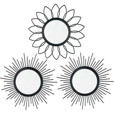 Ensemble de 3 miroirs muraux fleur et soleil