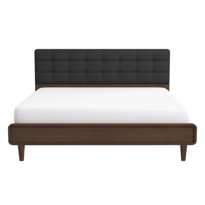 Lit plateforme en tissu gris Alvarez (taille King)