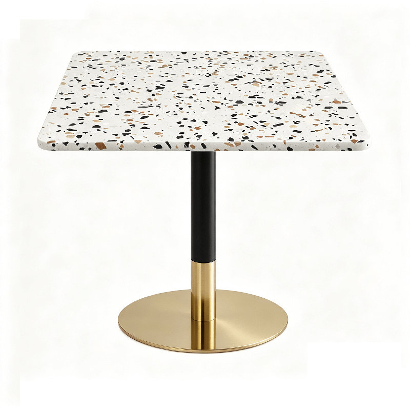 24" Square Terrazzo Dining Table – Commercial & Residential Use For Café, Restaurant, Patio & Small Spaces