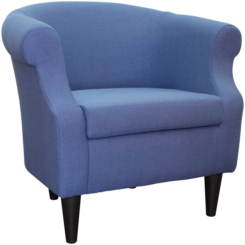 Fauteuil demi-tonneau en polyester Adea, Mélange de polyester bleu marine