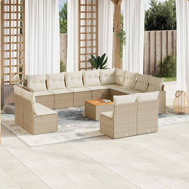 Grand canapé modulaire en rotin PE Vidaxl, Beige