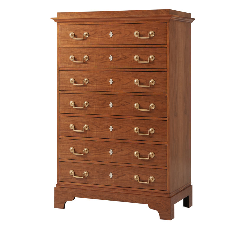 Vienna Brown 7-Drawer Cherry Dresser with Brass Handles