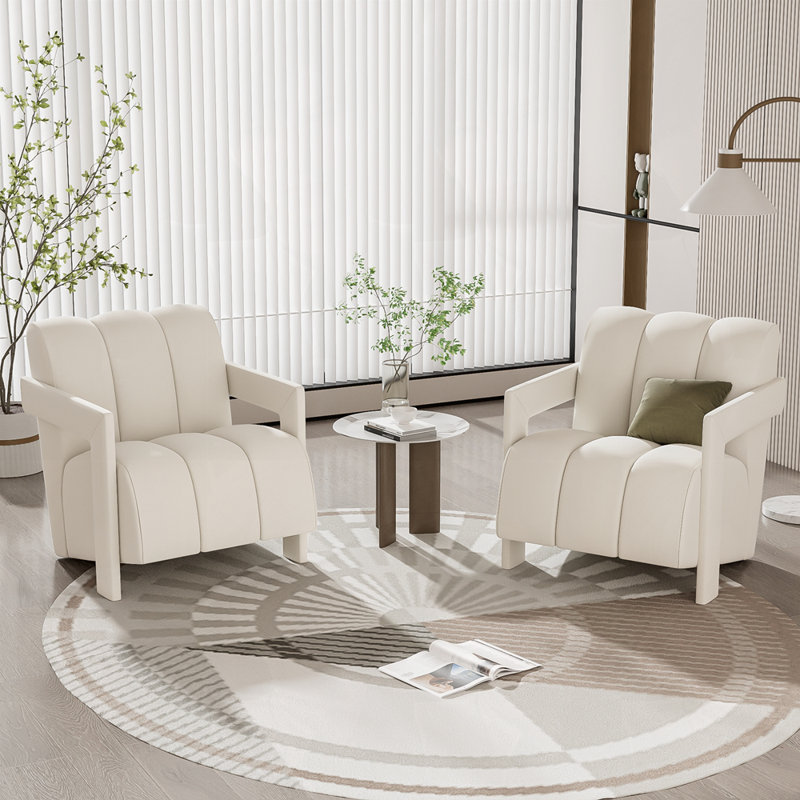 Fauteuil de loisir moderne 26,3 po, Polyester blanc