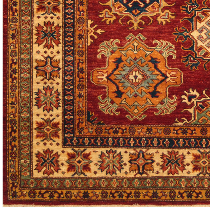Jevon One-of-a-Kind Rectangle 5'7" X 7'8" Wool Area Rug in Ivory/Red/Orange