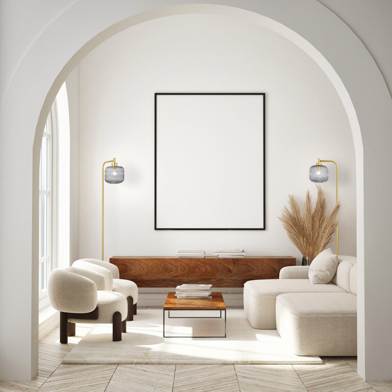 Jacobson Arched Ribbed Glass Floor Lamp, Smoke