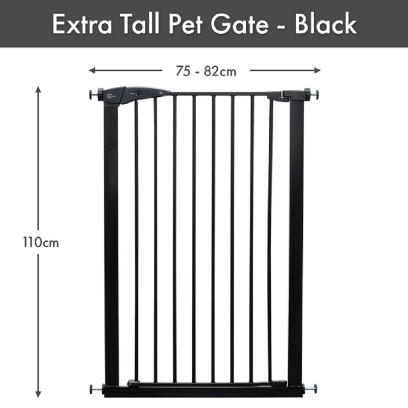 Thad Metal Pressure Mounted Pet Gate, Black