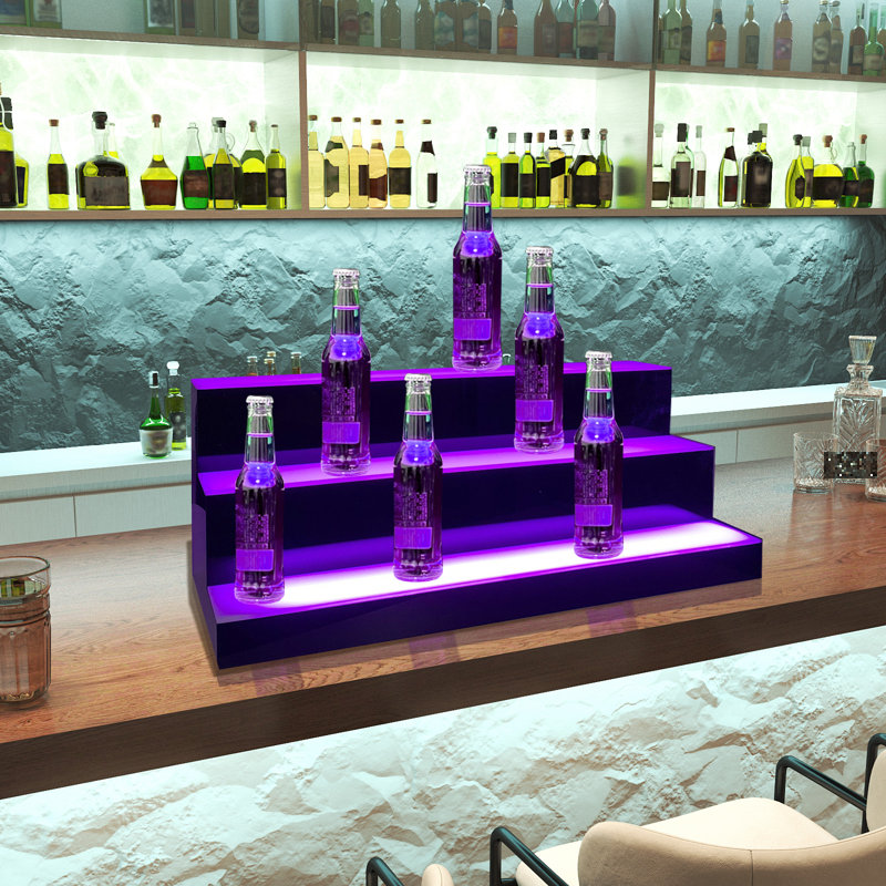 LED Lighted Liquor Bottle Display Shelf Back Bar Bottle Display Stand 39 Inch