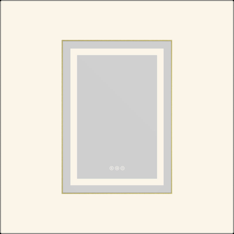 Miroir de salle de bain 20 po x 28 po à DEL avec façade et rétroéclairage, miroir de meuble-lavabo mural avec cadre en aluminium, antibuée, mémoire, 3 couleurs, gradation continue