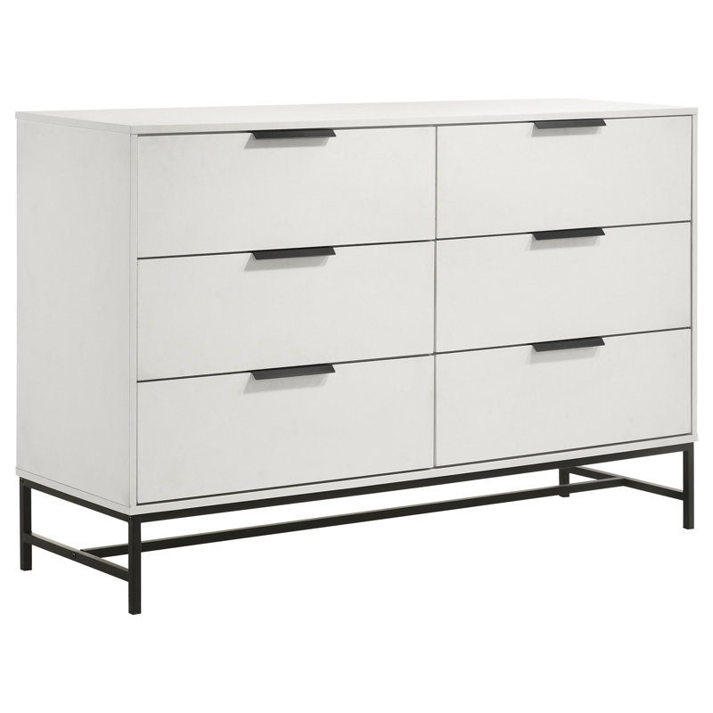 Commode de chambre à 6 tiroirs Clansy - blanc