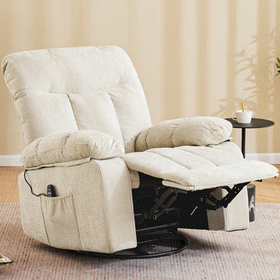 Swivel Upholstered Recliner with Massage and Heat