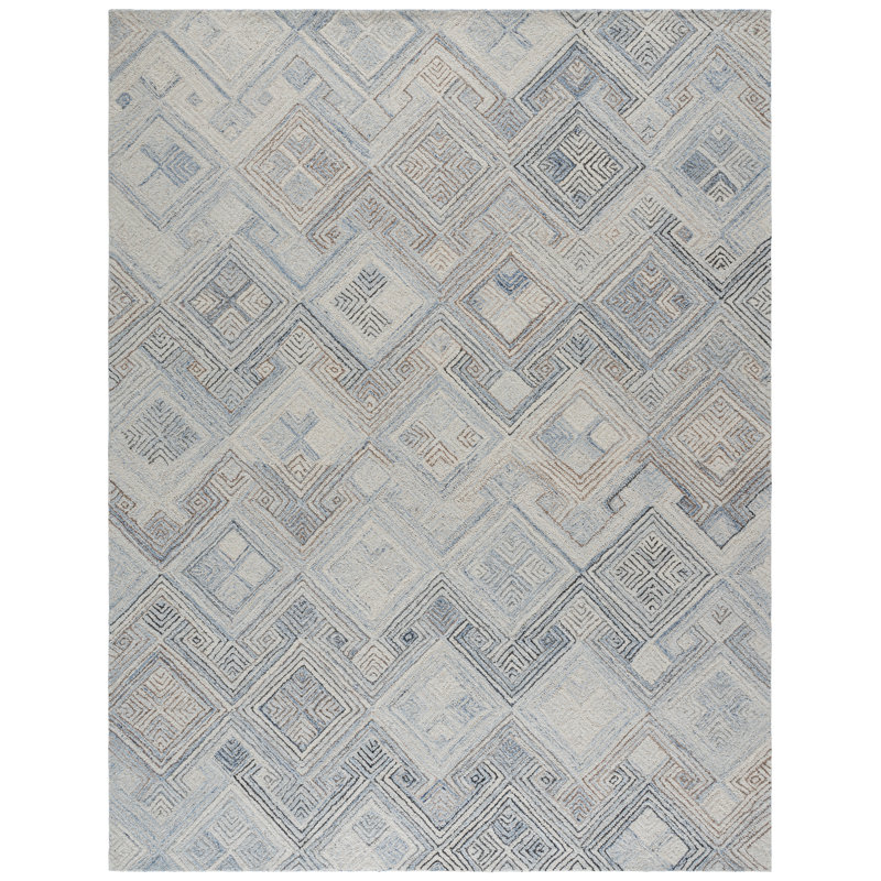 Micro-Loop 957 Hand Tufted Wool Pile Geometric Rug, Rectangle 8' x 10'