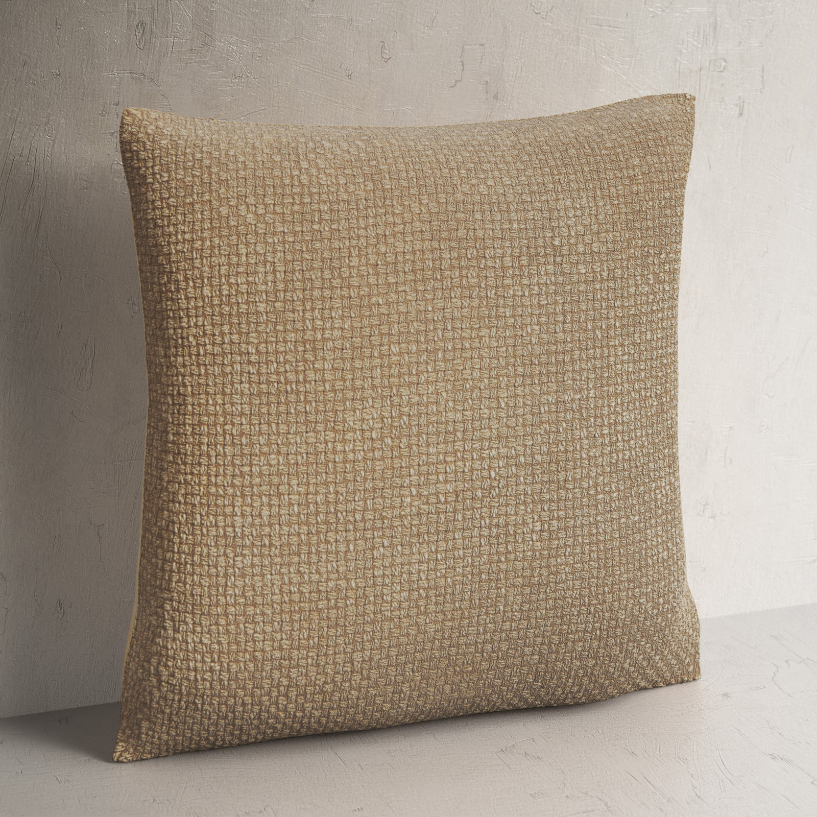 Clovis Cotton Pillow Cover, Wheat, 18" x 18", Poly Fill