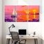 Nautique voilier coucher de soleil phare océan vagues ciel couleurs ensemble de 3 impressions d'art sur toile