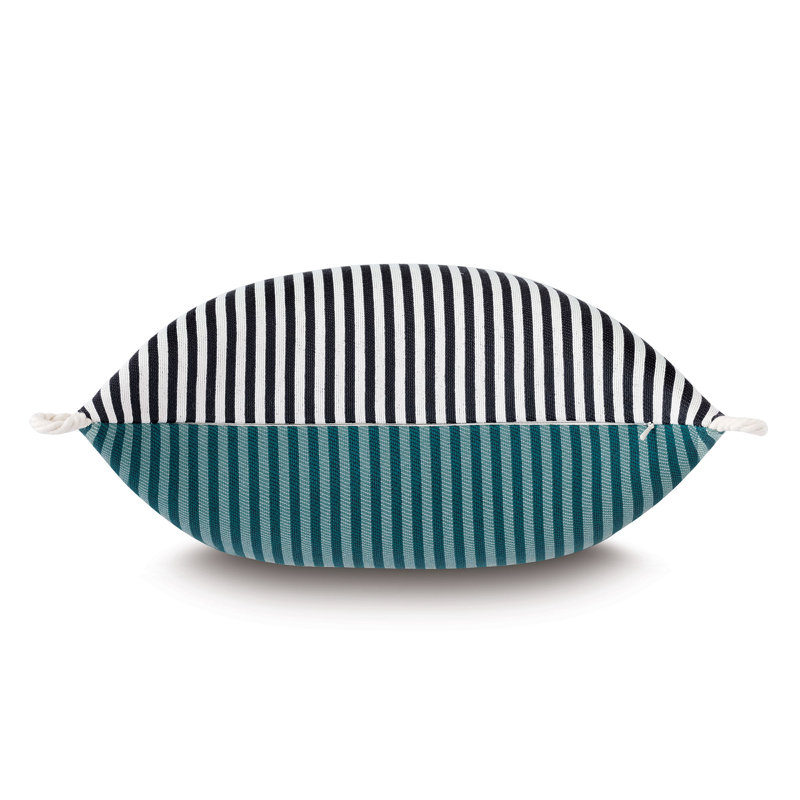 Housse et insert de coussin carré pour l'extérieur Villa, Blanc / noir / sarcelle