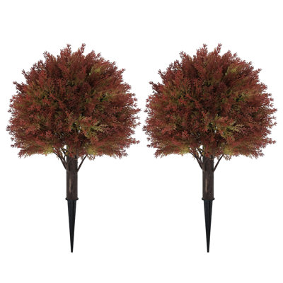 24" Artificial Cypress Topiary Ball Tree With Ground Stake, Fall Faux Plant For Indoor & Outdoor Décor, Seasonal Fake Potted Plants for Garden, Yard, Porch,Patio,Entryway