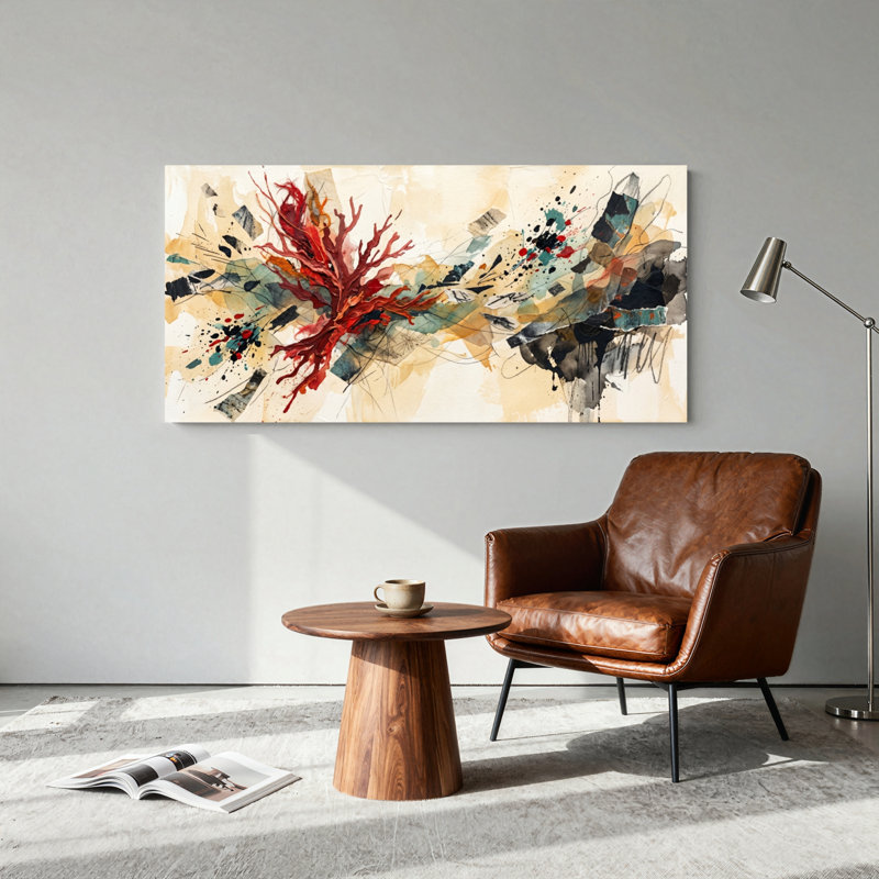 Ensemble de 1 toile murale d'expression abstraite, 46“W x 24”H, Wrapped Canvas