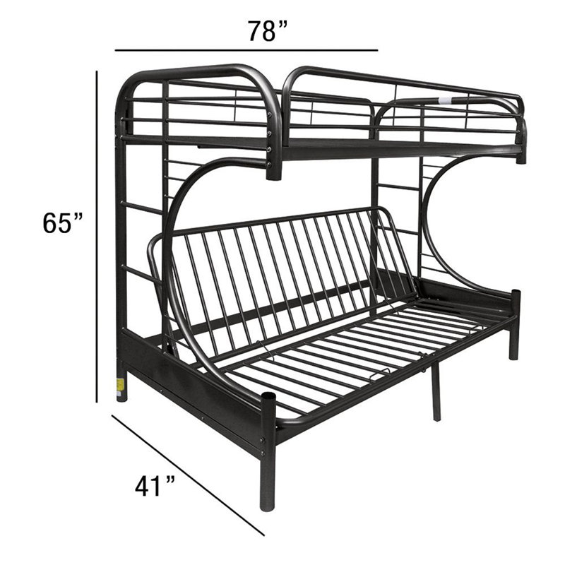 Nordheim Metal Futon Bunk Bed by Isabelle & Max™, Black, Twin XL/Queen