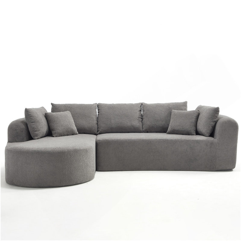 Canapé modulaire 109 pouces Cloud, canapé désossé pour le salon, canapé modulaire en velours côtelé avec méridienne en L, canapé moderne compressé dans une boîte, rembourrage en mousse à mémoire de forme (GRIS CLAIR)
