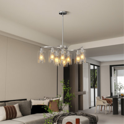 Ferme moderne puissante | Lustre en nickel brossé | Ambiance industrielle pour salle à manger, îlot de cuisine, salon