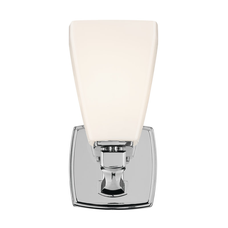 9.5" 1-Light Wall Sconce with Water Glass, Chrome, Opal Etched