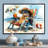 Turtle On The Beach Relaxing - Coastal Animal Wall Art Living Room-679396594-679396598