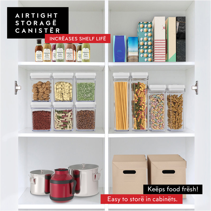 Dwellza Kitchen Airtight Pasta Storage Containers Set of 2, White