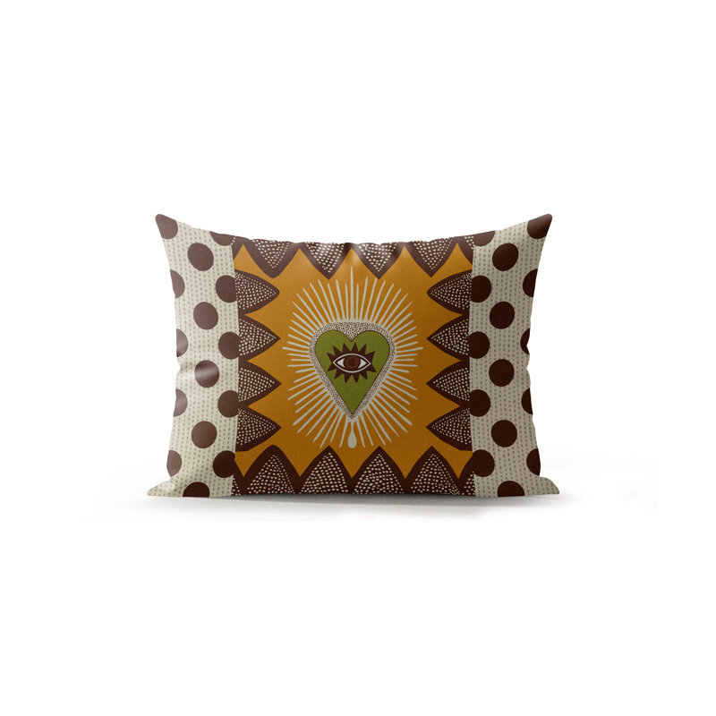 Rento Microsuede Rectangular Pillow, Brown/Green/Yellow/Beige