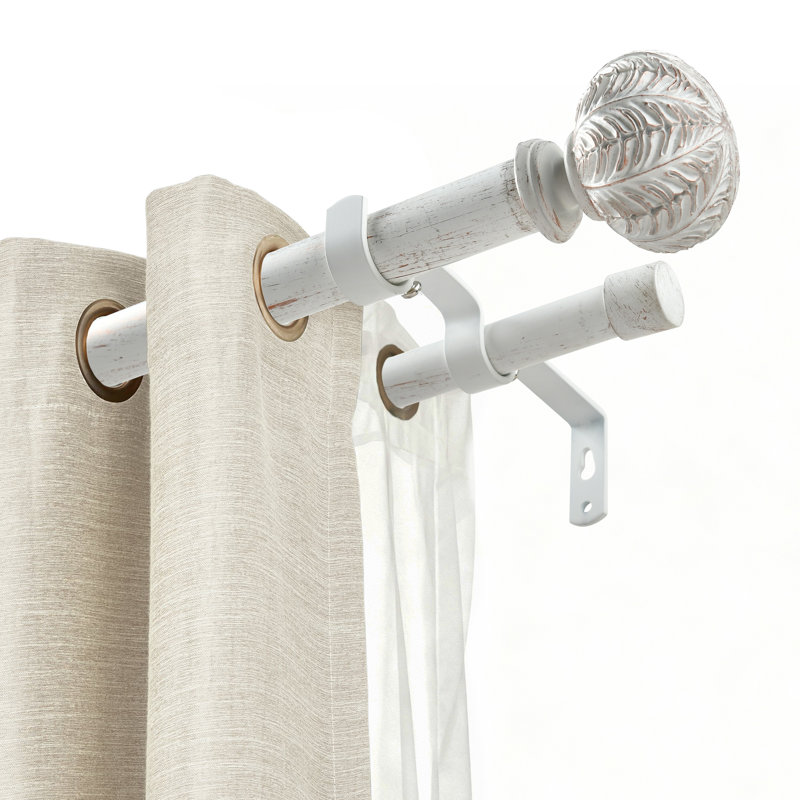 Tringle à rideaux double de 1 pouce de diamètre avec embouts sphériques, tringle à draperie télescopique ajustable robuste pour différentes pièces