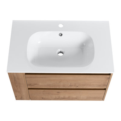 Base de meuble-lavabo mural simple 29,7 po Tiaunna en brun avec lavabo