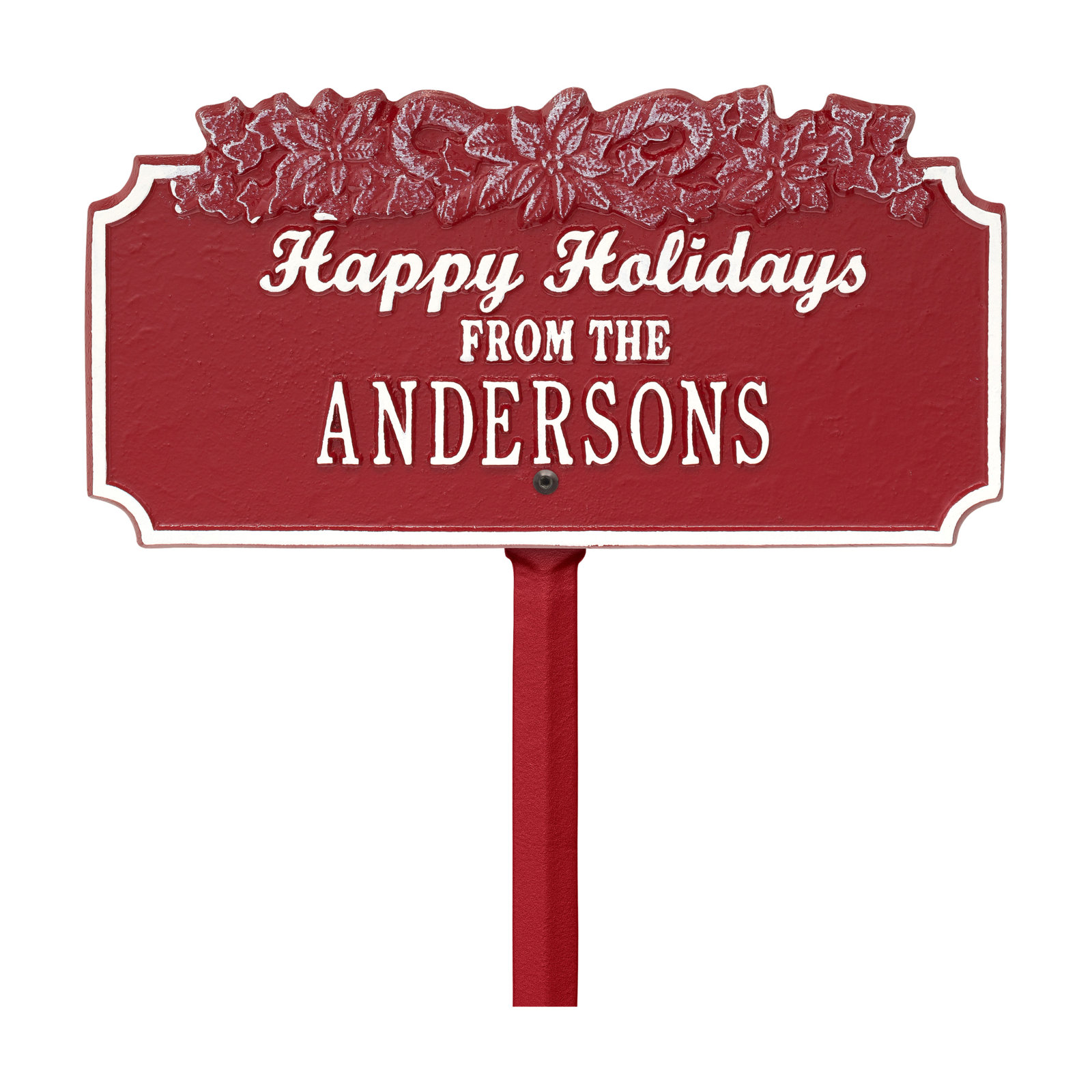 Happy Holidays Garden Stake, Yes, Red/White
