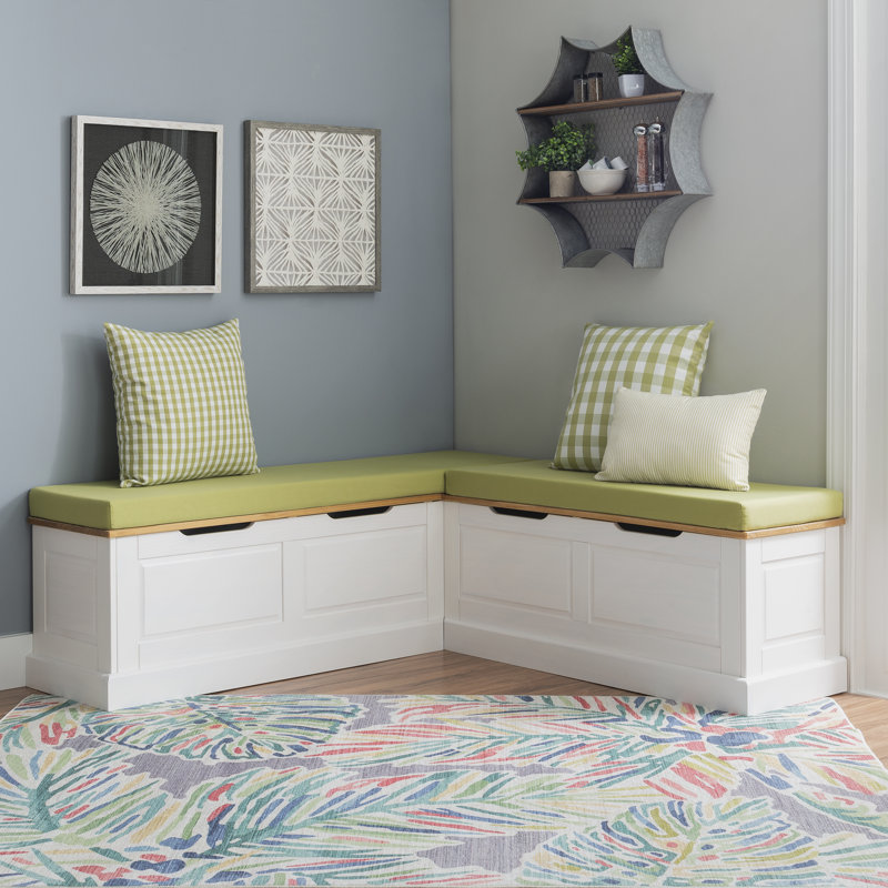 Banc de coin rembourré avec rangement caché Selby, Brun, Vert