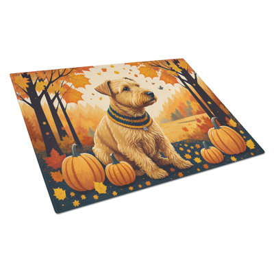 Lakeland Terrier Fall Glass Cutting Board Large