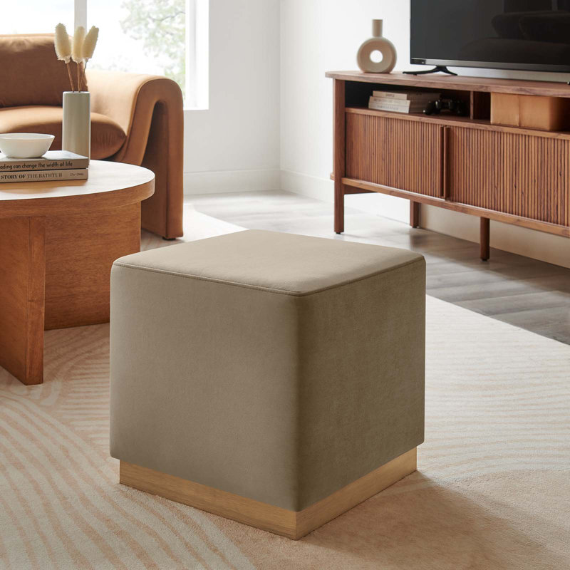 Modway Tilden Upholstered Ottoman, Taupe Velvet
