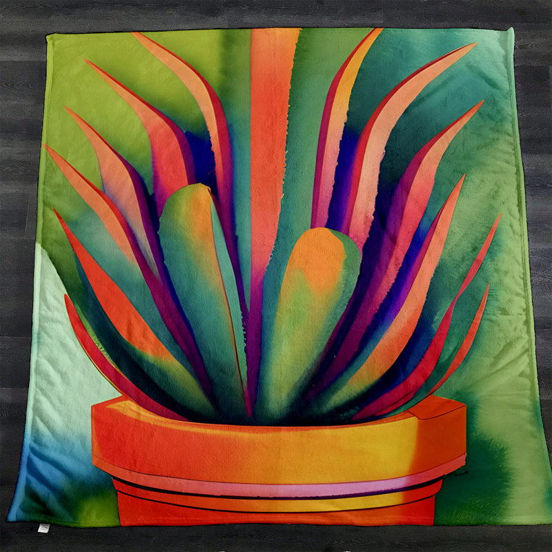 Jeté Richview, L 68 po x L 80 po, Floral / abstrait, Vert / Rouge / Orange