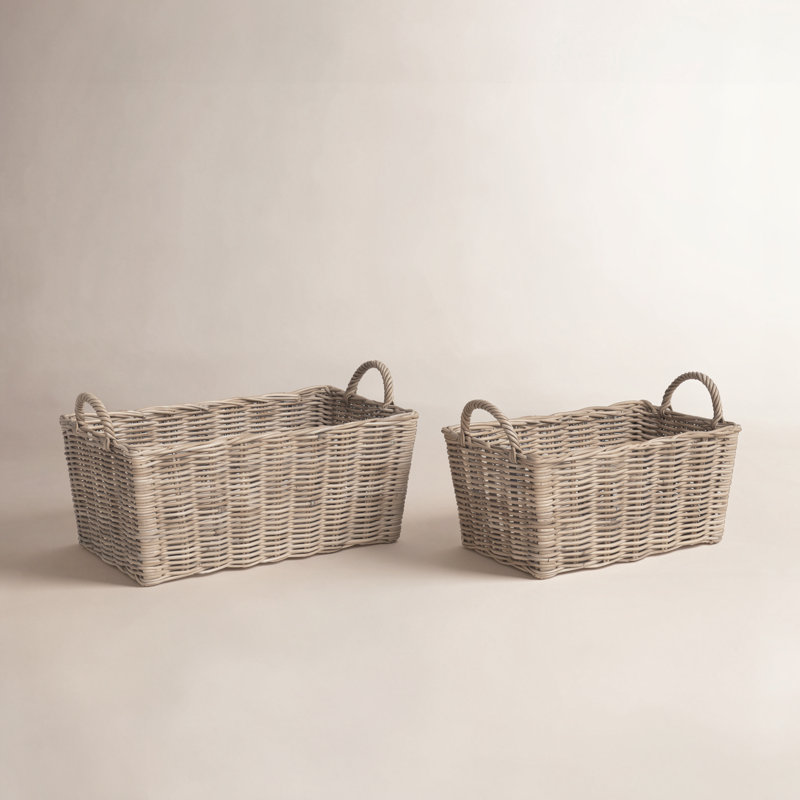 Irving Chanson 2 Piece Rattan Basket Set