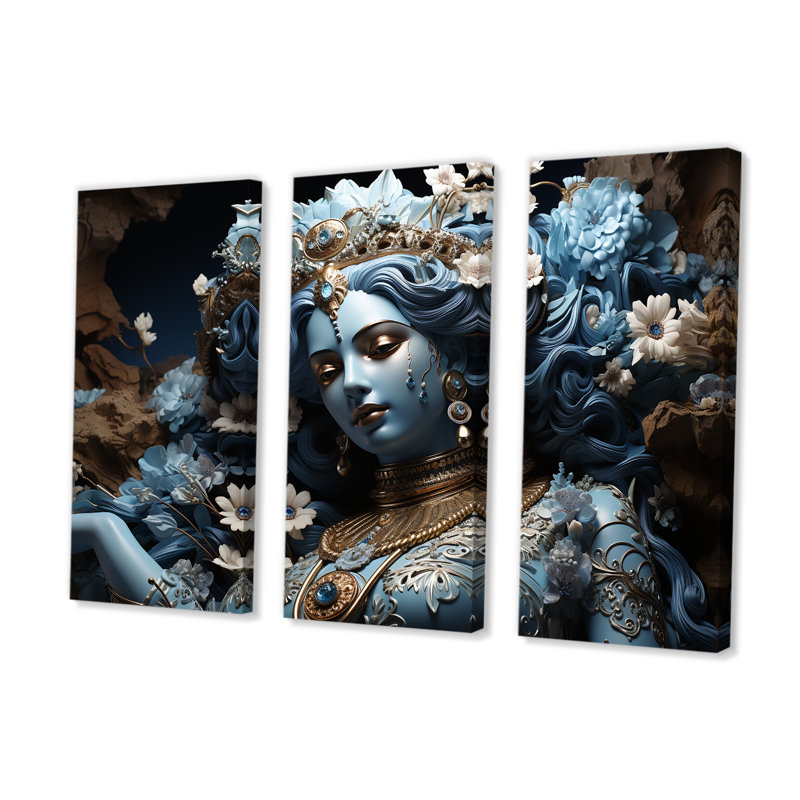 «Hinduism Avatars Incarnation Azure I», ensemble d'art sur toile, H 28 po x l 36 po x P 1 po