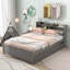 Lit plateforme avec lit gigogne et bibliothèque-375207473
