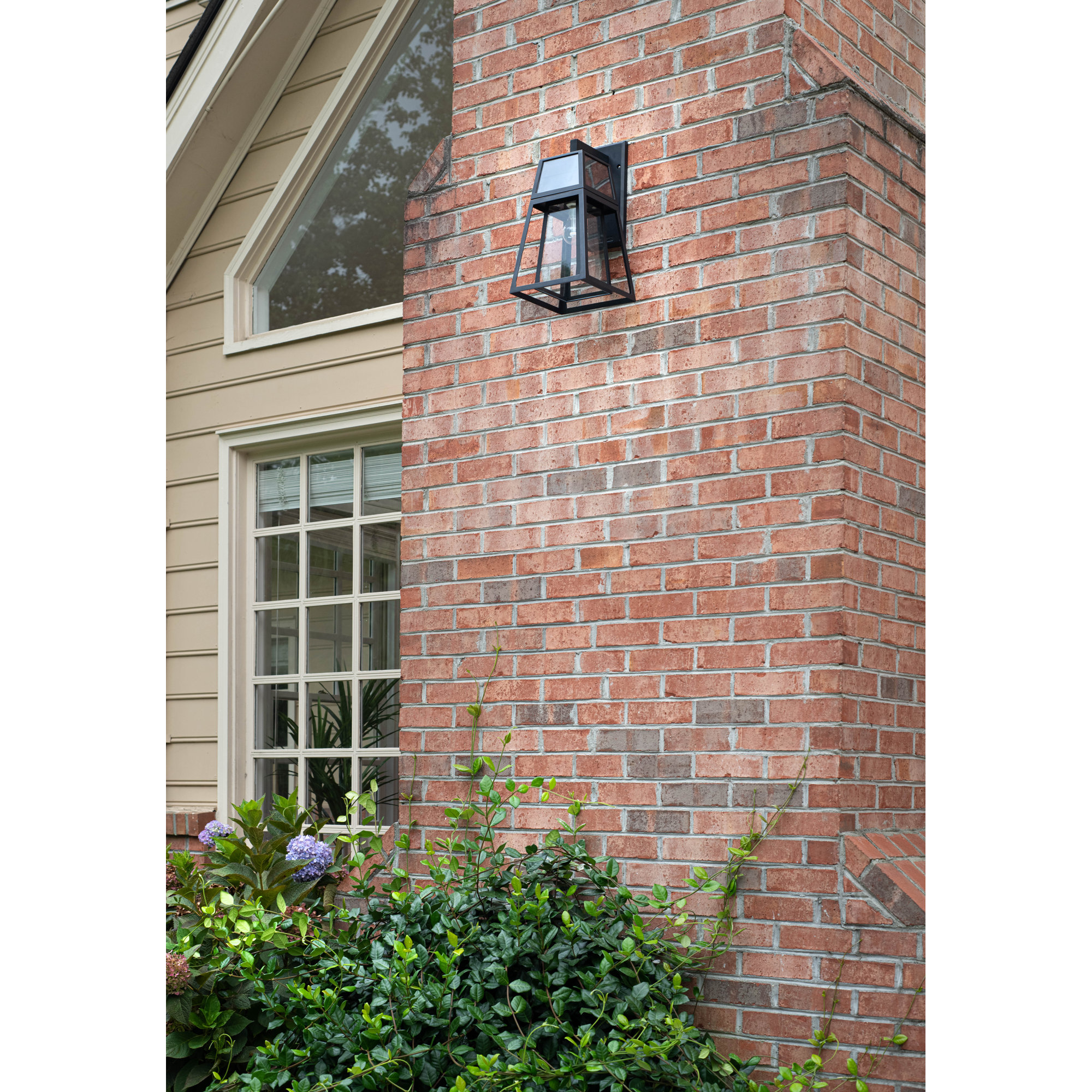 Sanders Black Modern Upscale Outdoor Solar Wall Sconce Lantern with Dusk to Dawn