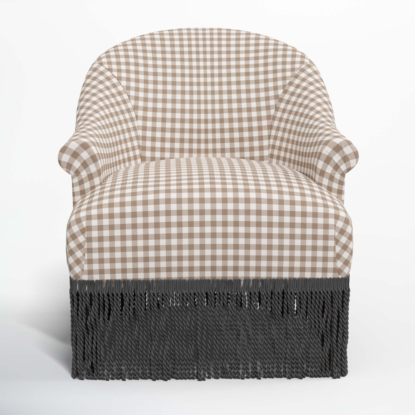 Callie Barrel Chair, Black, Classic Gingham Tan