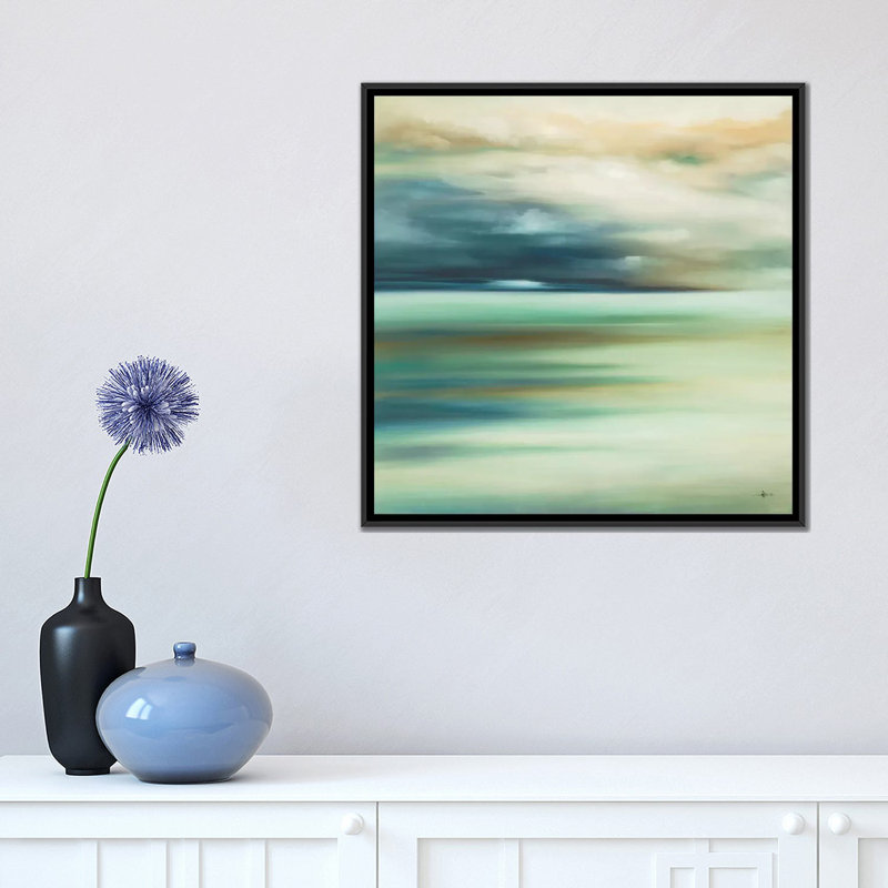 « scape 108 », impression sur toile, H 18 po x l 18 po x P 1,5 po, Toile avec cadre noir, Pas de tapis