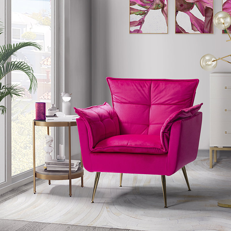 Fauteuil Toulouse, Velours fuchsia