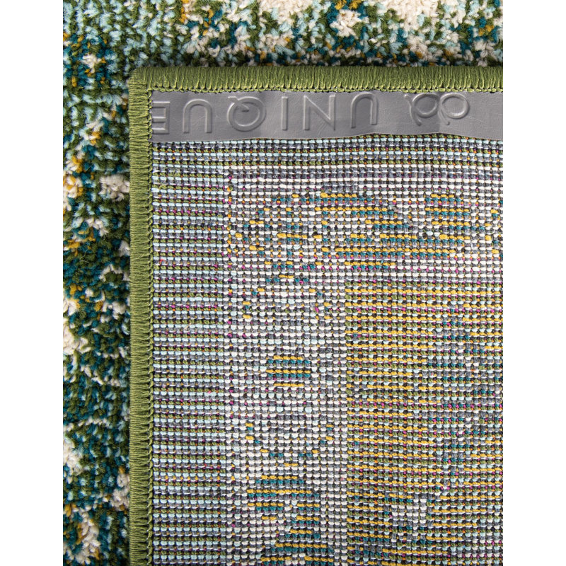 Tapis vert / gris Kalf, Tapis de couloir 2 pi 7 po x 10 pi
