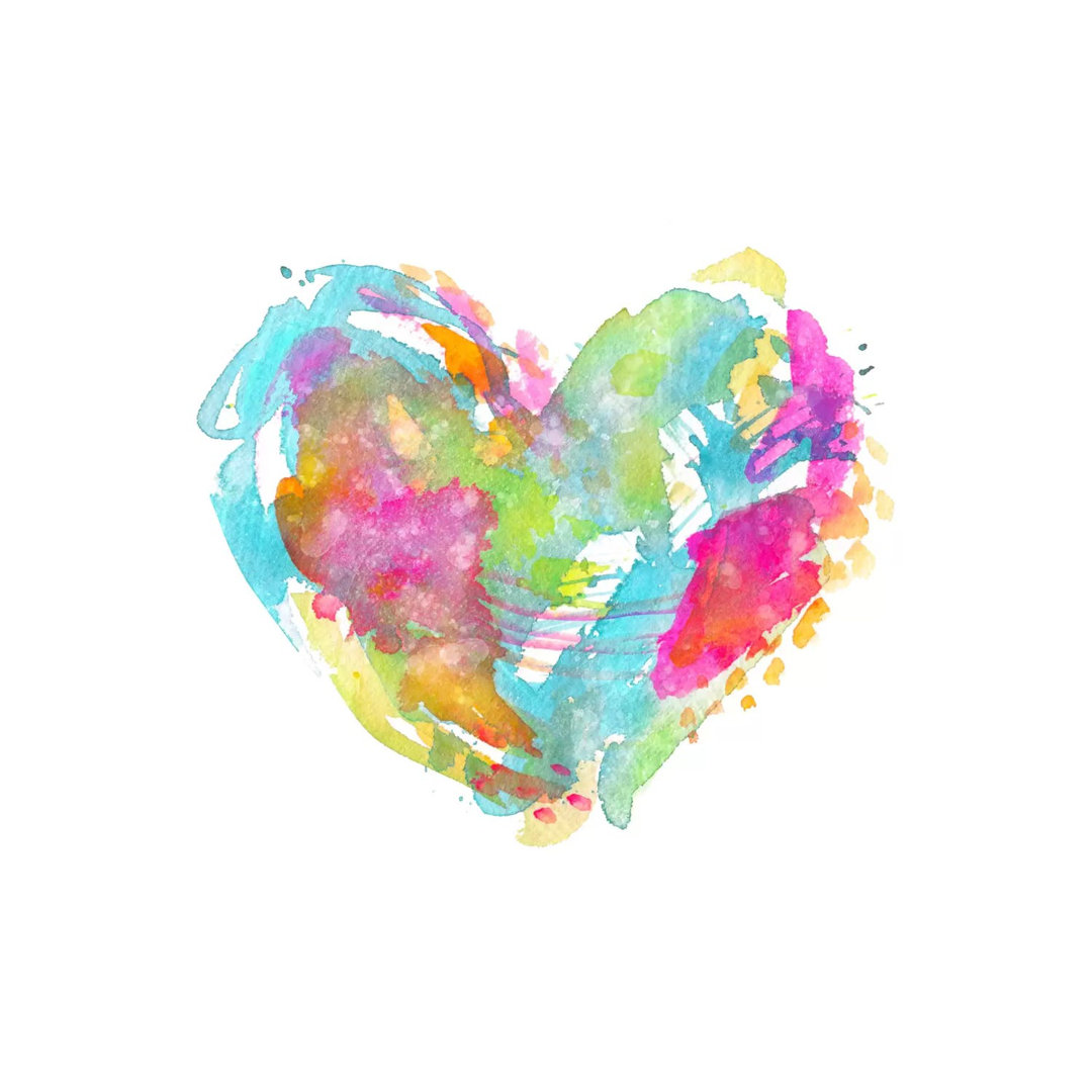 Messy Watercolor Heart, Cyan by Stephanie Corfee - Gallery-Wrapped Canvas Giclée on Canvas